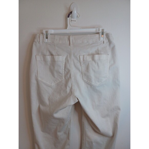 J Jill Denim Straight Leg High Rise Jeans 8 P Cream Ivory Raw Hem Cropped - Picture 8 of 8